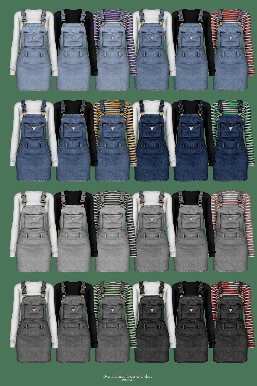 Галерея мода Джинсовый сарафан Overall Denim Skirt & T-shirt #1